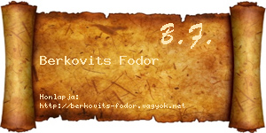 Berkovits Fodor névjegykártya